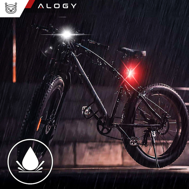 Bicycle Light 2in1 Front Rear Waterproof IPX4 LED Front Rear USB Light Bicycle Light Set Alogy