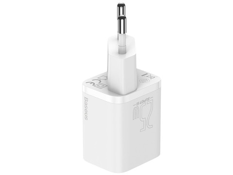 Baseus USB-C PD wall charger 25W cable for USB-C White