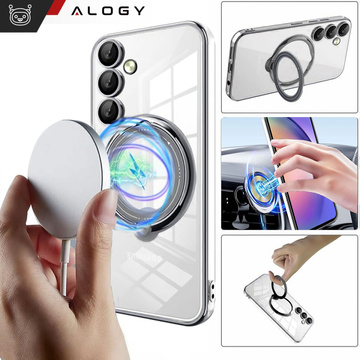 Чохол для Samsung Galaxy S24 Plus Magnetic Case Ring Mag Safe Clear Holder Magnet Alogy Black Clear Glass