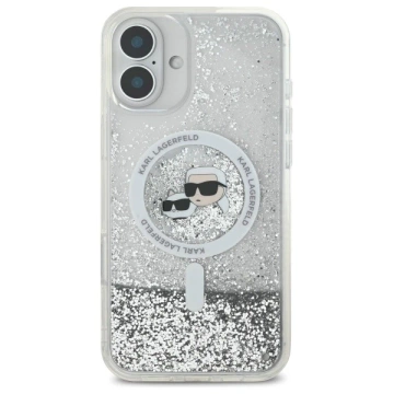 Etui Karl Lagerfeld pre iPhone 16 6,1" Magsafe Hardcase Transparent Liquid Glitter Karl