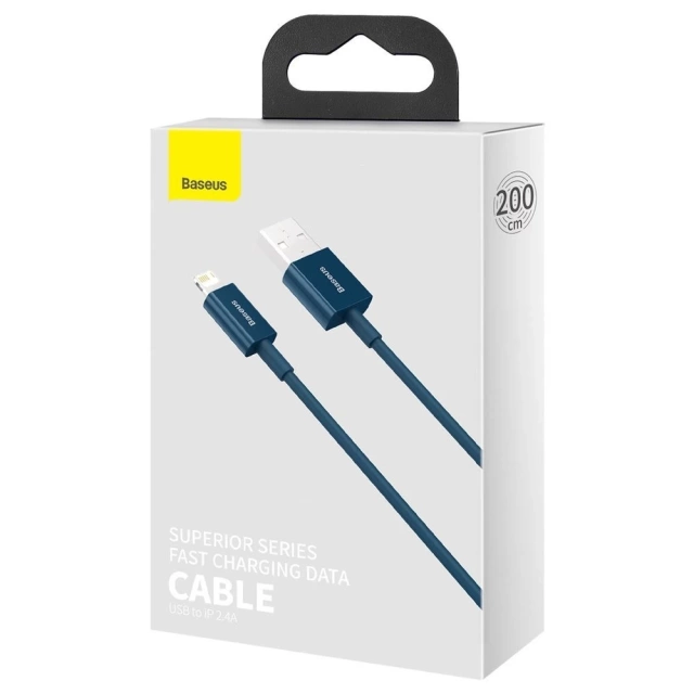 Baseus Superior Kabel USB - Lightning 2,4A 2 m Niebieski (CALYS-C03)