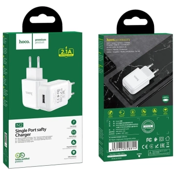 HOCO USB A 2A N2 nástenná nabíjačka, biela