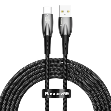 Rýchlonabíjací kábel Baseus Glimmer Series USB-A – USB-C 100W 480Mbps 2m čierny