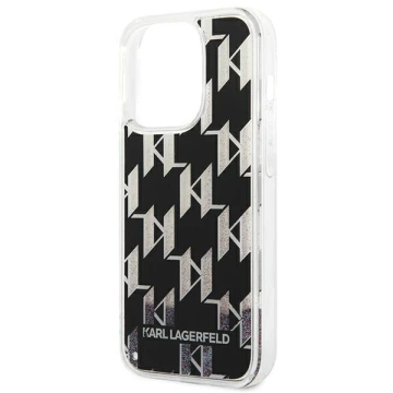 Etui Karl Lagerfeld KLHCP14XLMNMK na iPhone 14 Pro Max 6,7" pevný obal Liquid Glitter Monogram černá/černá