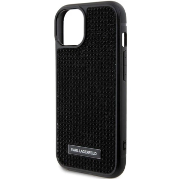 Etui Karl Lagerfeld KLHCP15SHDSPLK для iPhone 15 6.1" чорний/чорний твердий чохол Rhinestone Logo Metal Plate