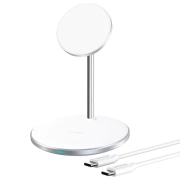 Choetech 15W Qi Kabelloses Ladegerät für iPhone und AirPods Magnethalter kompatibel mit MagSafe Silber (T581-F)