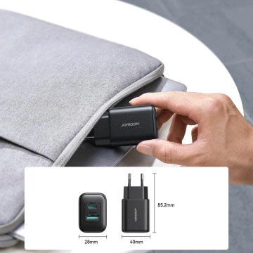 Joyroom Netzwerkladegerät USB-C / USB-A 25W SFC / PPS / PD - Schwarz