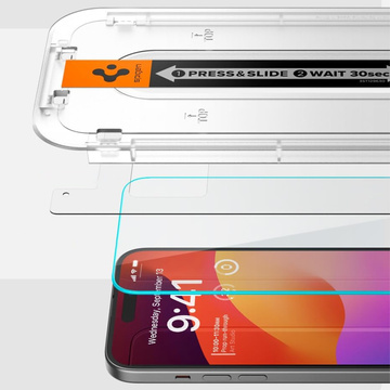 2x Tvrzené sklo pro iPhone 15 Spigen Glas.TR "EZ FIT" Čiré