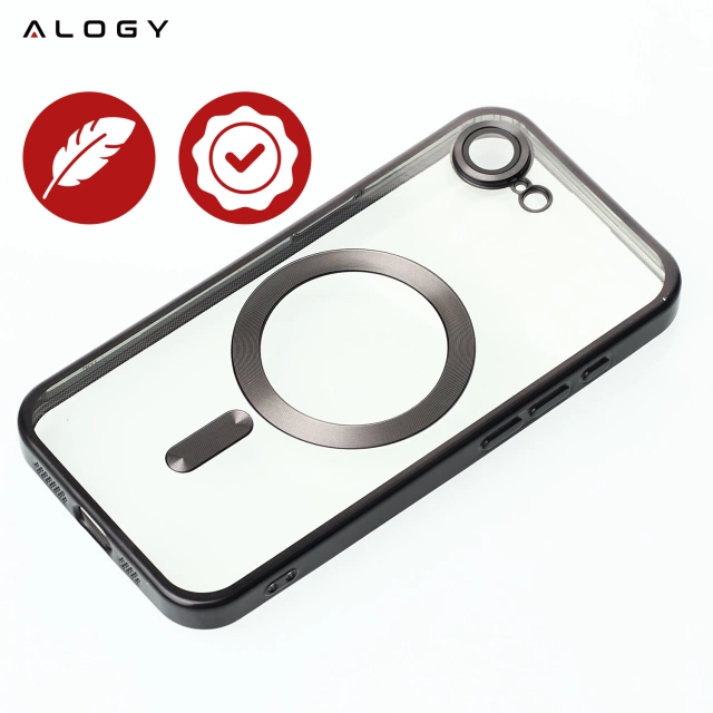 Чохол Alogy LuxeShield™️ Glamour Luxury Ring MagSafe з кришкою камери та корпусом камери чорного кольору