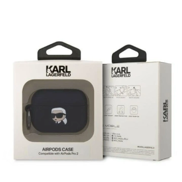Ochranné pouzdro na sluchátka Karl Lagerfeld KLAP2RUNIKK pro Apple AirPods Pro 2 kryt černo/černý Silikon Karl Head 3D