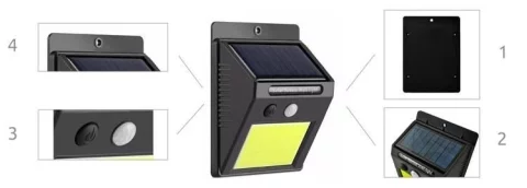 Lampa solarna LED  z czujnikiem ruchu i zmierzchu zewnętrzna 48 LED COB