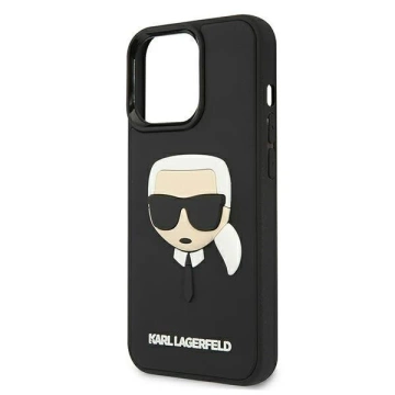 Handyschutzhülle Karl Lagerfeld KLHCP13LKH3DBK für Apple iPhone 13 Pro / 13 6.1" schwarz/schwarz Hardcase 3D Rubber Karl`s Head