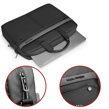 Mark Ryden 15.6" Laptop Bag, Waterproof, Stylish and Roomy 9L, Lightweight 0.5kg, with Laptop and Tablet Pocket 9.7", Suitcase Strap - Black