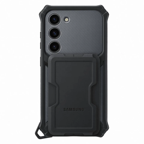 Puzdro Samsung Rugged Gadget pre Samsung Galaxy S23 pancierový držiak krúžku držiaka sivej farby