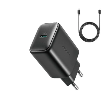 Мережевий зарядний пристрій Joyroom USB-C 25 Вт SFC / PPS / PD - чорний кабель USB-C / USB-C 1 м
