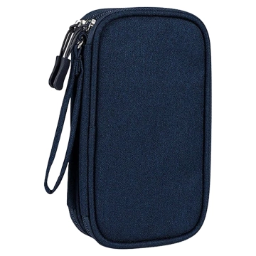 Puzdro na cestovné príslušenstvo, organizér na káble, nabíjačky, telefón a powerbanku, multifunkčné a kompaktné 21 x 12,5 x 5 cm, Alogy TravelPack™ – námornícka modrá
