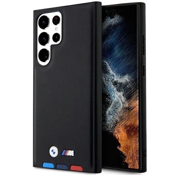 Чохол BMW BMHCS23L22PTDK для Samsung Galaxy S23 Ultra S918 Leather Stamp Tricolor чорний/чорний