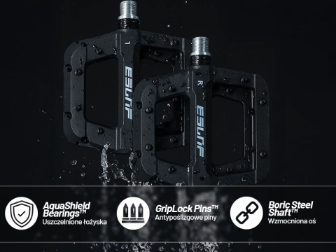 Platformové pedále na MTB bicykle, hliník 9/16" Čierna hliníková sada [2 ks]