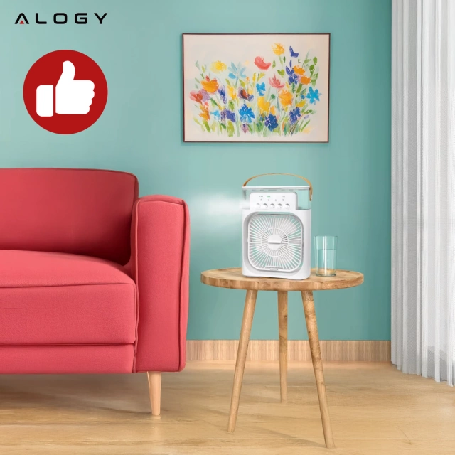 Alogy DeskBreeze™ 3-in-1 Desk Fan Air Conditioner, Small Floor Circulator with Humidifier, Timer and LED Backlight USB-C