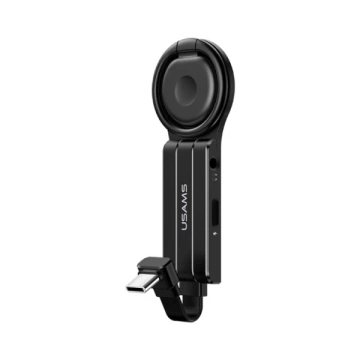 Adaptér USAMS AU11 2w1 USB-C - 3,5 mm držiak na prsteň USB-C czarny/black SJ359TC01 (US-SJ359)
