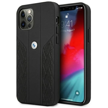 BMW BMHCP12LRSPPK Phone Case für Apple iPhone 12 Pro Max 6.7" schwarz/schwarz Hardcase Leather Curve Perforate