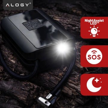 Elektrická pumpa na kolo pro kolo Bezdrátový automobilový vzduchový kompresor přenosný se svítilnou 150 PSI Alogy Black