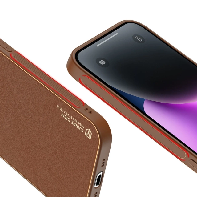 Чохол Dux Ducis Yolo iPhone 14 elegant cover з екологічної шкіри коричневого кольору