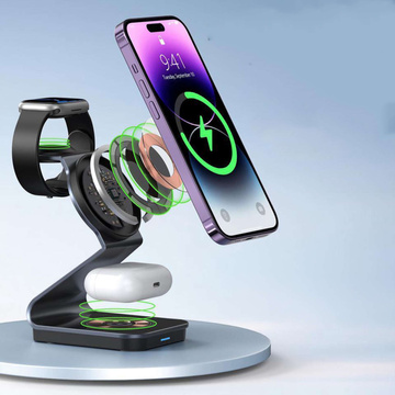 TECH-PROTECT QI15W-A29 3V1 MAGNETICKÁ BEZDRÔTOVÁ NABÍJAČKA MAGSAFE ČIERNA