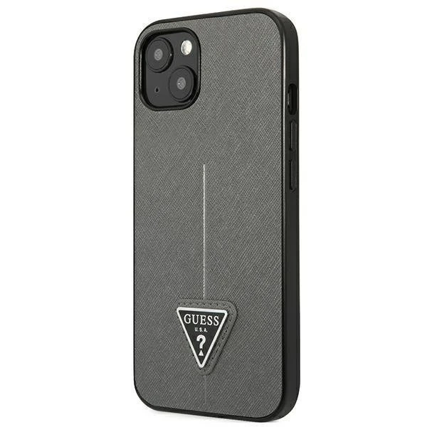 Etui Guess GUHCP14MPSATLG do Apple iPhone 14 Plus 6,7" srebrny/stříbrný pevný obal SaffianoTriangle Logo