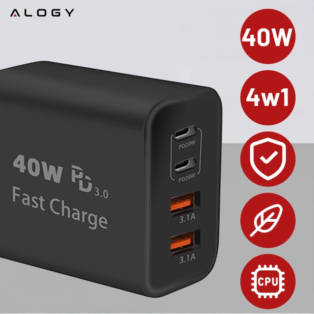 HUB splitter Alogy Adaptér pre počítačový notebook s USB-C na 3x USB-A 2.0 1x USB-A 3.0 sivý