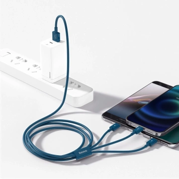 Kabel USB 3w1 Baseus Superior Series, USB do micro USB / USB-C / Lightning, 3.5A, 1.2m (niebieski)