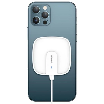 USAMS Induktionsladegerät US-CD159 magnetisch W1 15W Extradünnes iPhone 12 Serie weiß/weiß CD159DZ02