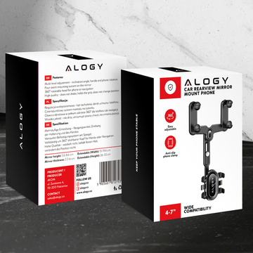 Držiak telefónu do auta na spätné zrkadlo do auta Alogy Mirror Car Holder Black
