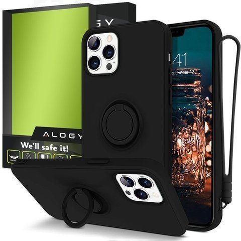 Ring Ultra Slim Alogy Silicone Case for iPhone 12 Pro Max 6.7 Black