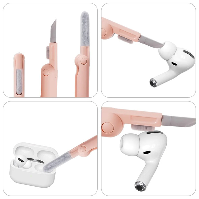 Cleaner Multifunkční čistící sada pro airpods 7v1 klávesnice Růžová a bílá
