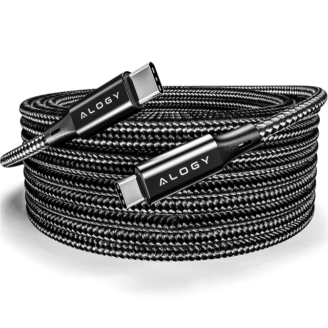 Kábel USB-C typu C silný rýchly 60W PD 2M pre iPhone 15/Pro/Max nylonový kábel Alogy Black