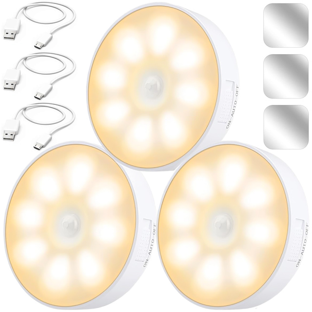 3x Lampa LED pohybový senzor soumrak noční lampa Alogy Sensor Light Bezdrátové osvětlení nábytku Teplé světlo 3000k
