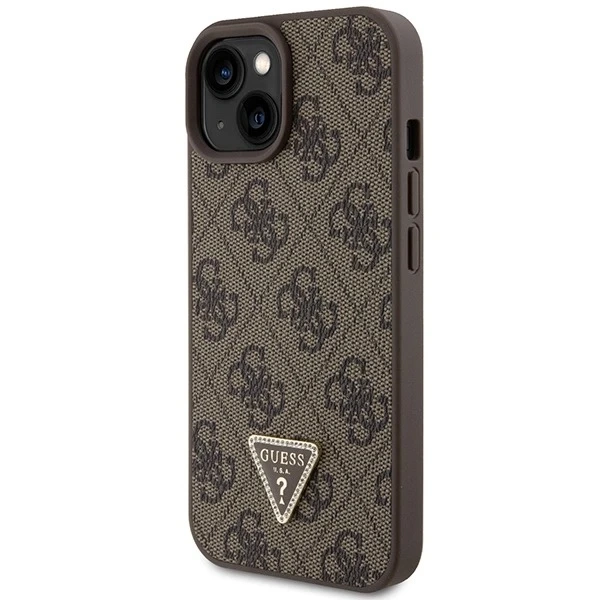 Guess GUHCP15SP4TDSCPW case for iPhone 15 6.1" brown/brown hardcase Crossbody 4G Metal Logo