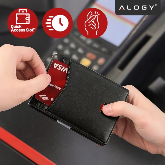 Ochranné pouzdro na peněženku s RFID blokovacím signálem pro karty, dokumenty, tenká Alogy malá pánská/dámská peněženka černá