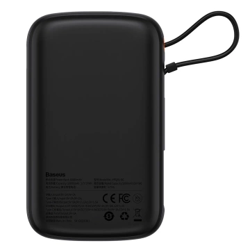 Power banka s rýchlym nabíjaním Baseus Qpow Digital Display 10000mAh 22,5W QC/PD/SCP/FCP so vstavaným káblom USB-C čierny