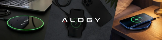 QI kabelloses induktives Ladegerät 15 W schnelle LED Alogy rund für iPhone USB-C-Kabel Schwarz