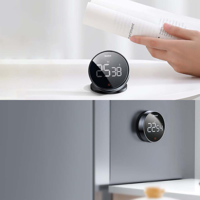 Odpočítávací časovač Kuchyňský časovač Baseus Heyo Pro Dark Digital Rotary Timer šedý
