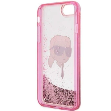 Ochranné pouzdro na telefon Karl Lagerfeld KLHCI8LNKHCP pro Apple iPhone 7/8/ SE 2020/2022 růžové/růžové pevné pouzdro Glitter Karl Head