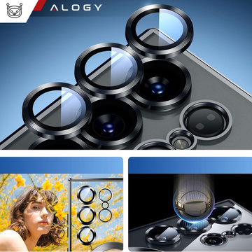 Etui do Samsung Galaxy S24 Ultra Mag Safe Glamour Case Ring obudowa ochrona aparatów Alogy Czarne przezroczyste
