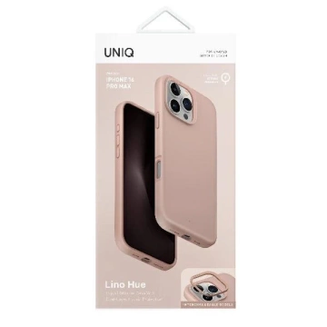 Etui UNIQ Lino Hue do iPhone 16 Pro Max MagClick Różowe Silikonowe