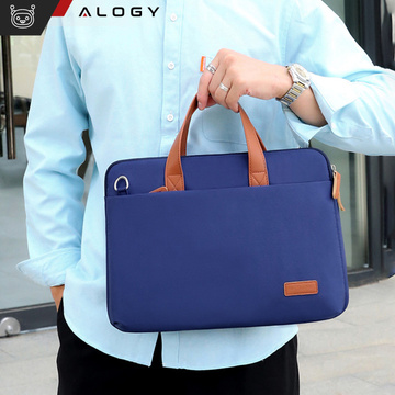 Men's and women's shoulder briefcase bag for laptop tablet 15.6 inch fabric travel cover Alogy Navy Blue