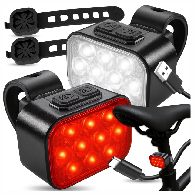 LED Bike Light 500 LM 200 LM Alogy DuoRide™ Lights 20 LED Bike Flashlight Waterproof Light Front and Rear Light Front Rear 2 Set