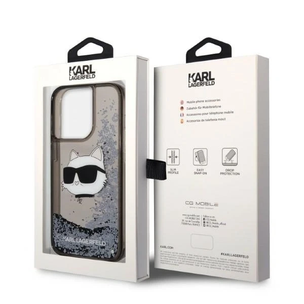 Etui Karl Lagerfeld KLHCP14XLNCHCK na iPhone 14 Pro Max 6,7" pevné puzdro Glitter Choupette Head czarny/čierna