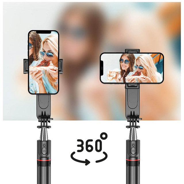 Selfie Stick statív L15 Statív L15 Držiak telefónu s LED lampou Bluetooth diaľkové ovládanie čierny