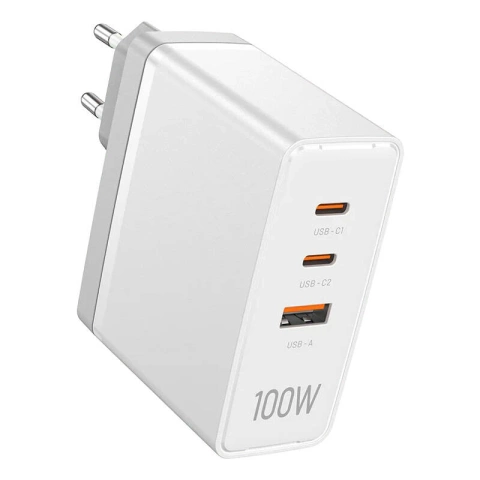 Nabíjačka Vention FEGW0-EU 2xUSB-C USB-A GaN 100W do steny biela